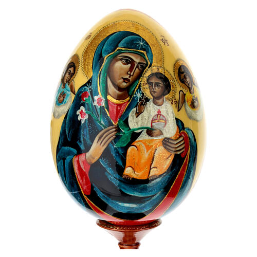 Oeuf icône Notre-Dame du Lys peinte main 30 cm 2