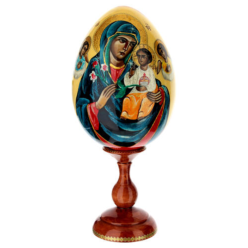 Uovo icona Madonna del Giglio Bianco dipinta a mano 30 cm 1