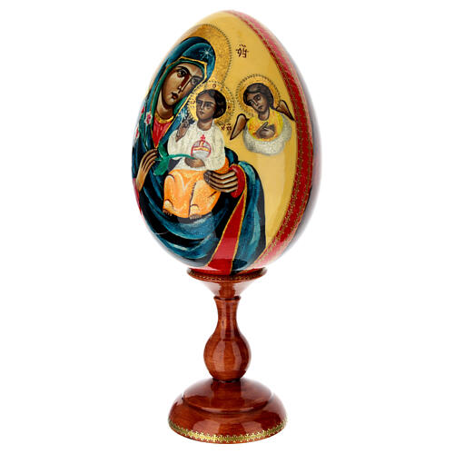 Uovo icona Madonna del Giglio Bianco dipinta a mano 30 cm 3