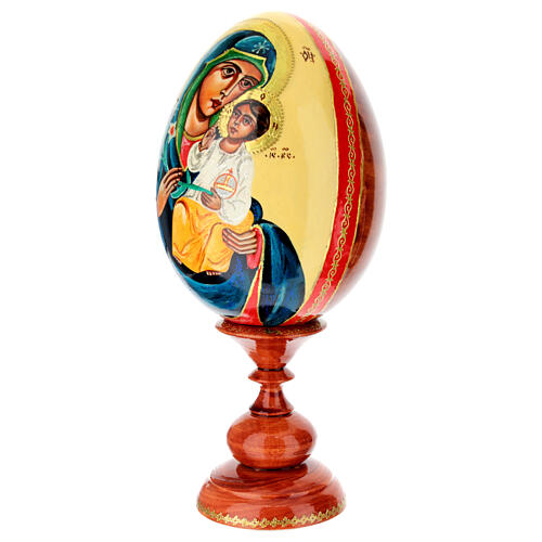 Uovo in legno Madonna del Giglio Bianco su fondo panna 25 cm 3