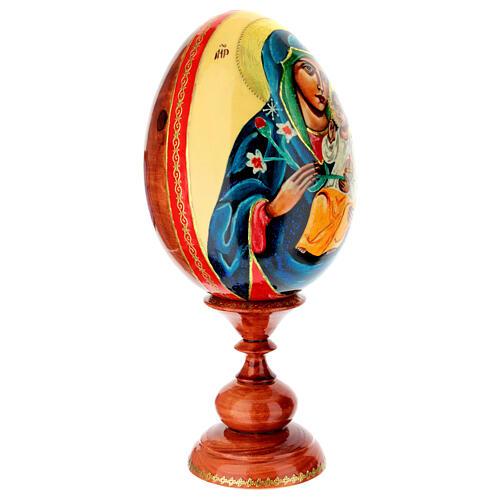 Uovo in legno Madonna del Giglio Bianco su fondo panna 25 cm 4