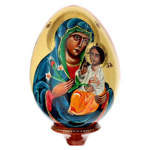 Hand-painted wooden egg, Our Lady of the Lilies, 10 in 2