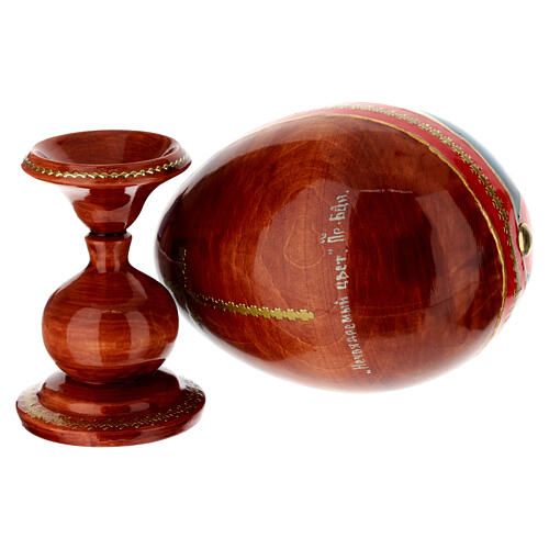 Hand-painted wooden egg, Our Lady of the Lilies, 10 in 5