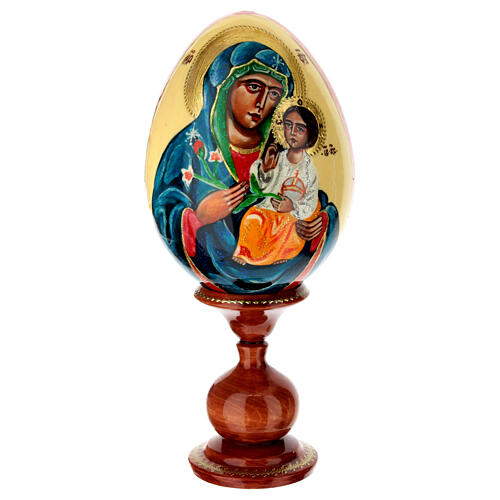 Huevo pintado a mano de madera Virgen del Lirio Blanco 25 cm 1