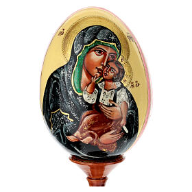 Iconographic egg, painted on ivory-coloured background, Theotokos Umilenie, 10 in