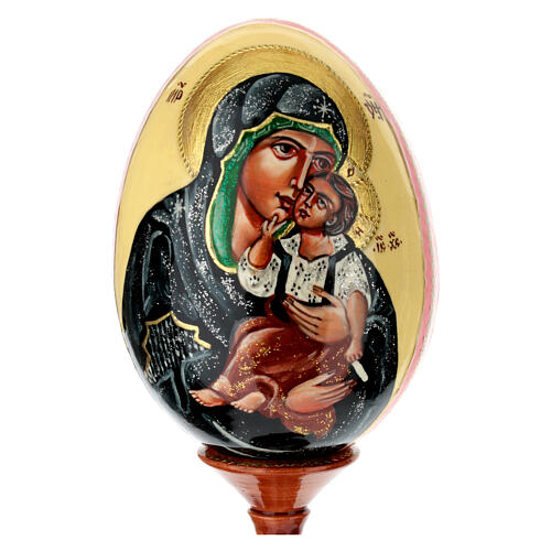 Iconographic egg, painted on ivory-coloured background, Theotokos Umilenie, 10 in 2