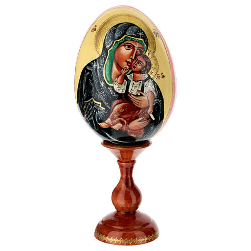 Oeuf iconographique peint sur fond crème Mère de Dieu Umilenie 25 cm 1