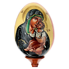 Uovo iconografico dipinto su fondo panna Madonna Umilenie 25 cm