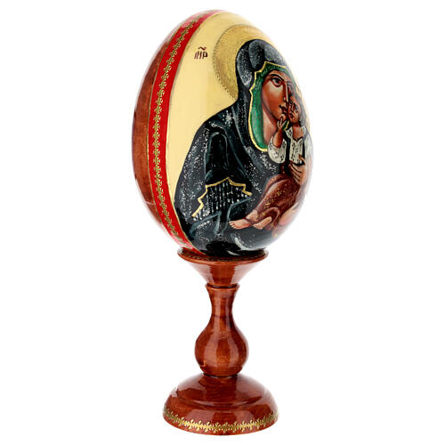 Uovo iconografico dipinto su fondo panna Madonna Umilenie 25 cm 4