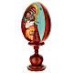 Painted wooden egg on light blue background, Mother of God of Yaroslavl, 10 in s3