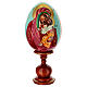 Uovo di legno dipinto su fondo celeste Madonna Jaroslavskaya 25 cm s1