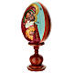 Uovo di legno dipinto su fondo celeste Madonna Jaroslavskaya 25 cm s3