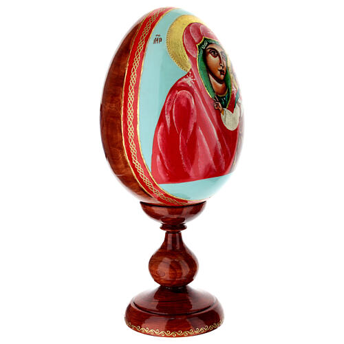 Ei-Ikone aus Holz, hellblauer Hintergrund, „Gottesmutter von Kasan“ – 25 cm 4