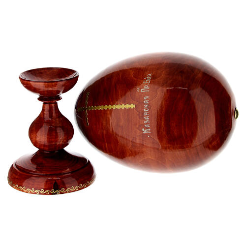 Ei-Ikone aus Holz, hellblauer Hintergrund, „Gottesmutter von Kasan“ – 25 cm 5