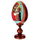Uovo iconografico dipinto a mano su fondo celeste Madonna di Kazanskaya 25 cm s3