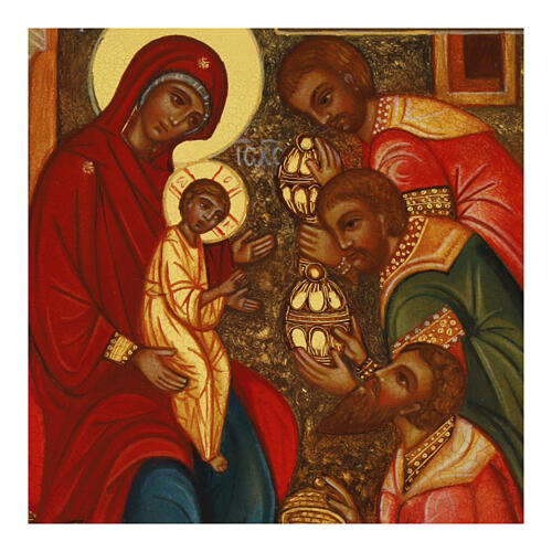 Icona russa moderna Re Magi dipinta a mano 14x11 cm 2