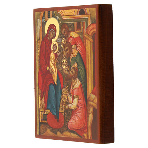 Icona russa moderna Re Magi dipinta a mano 14x11 cm 3