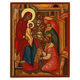 Modern Russian icon of the Three Wise Men hand painted 14x11 cm