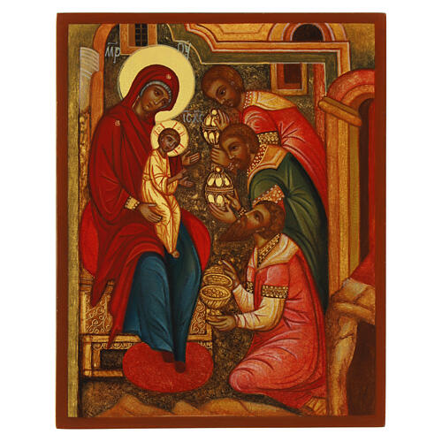 Modern Russian icon of the Three Wise Men hand painted 14x11 cm 1