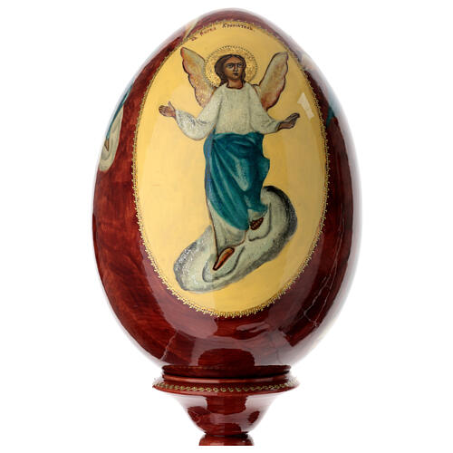 Russian hand-painted wooden egg, Nativity, h. 21 in 3