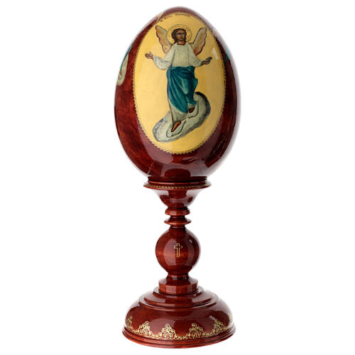 Russian hand-painted wooden egg, Nativity, h. 21 in 6