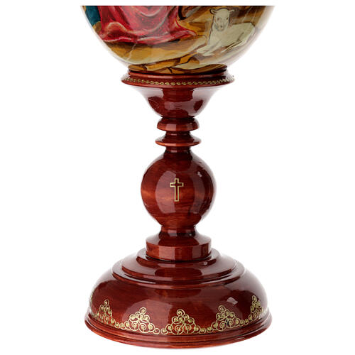 Russian hand-painted wooden egg, Nativity, h. 21 in 7