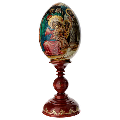 Uovo russo Natività legno dipinto a mano h tot 53 cm 1