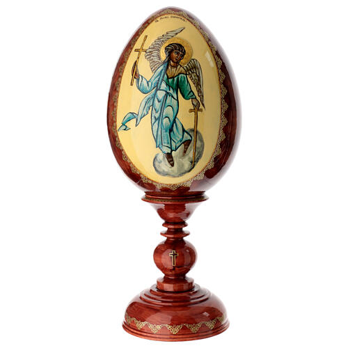 Uovo russo legno dipinto a mano San Giorgio e drago h tot 47 cm 4