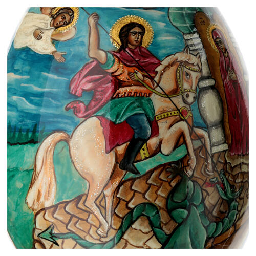 Hand-painted Russian wooden egg Saint George and Dragon total height 47 cm 3