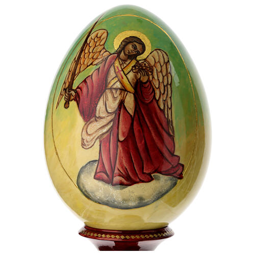 Russian hand-painted wooden egg, Keys delivery to St. Peter, total height 17 in 4