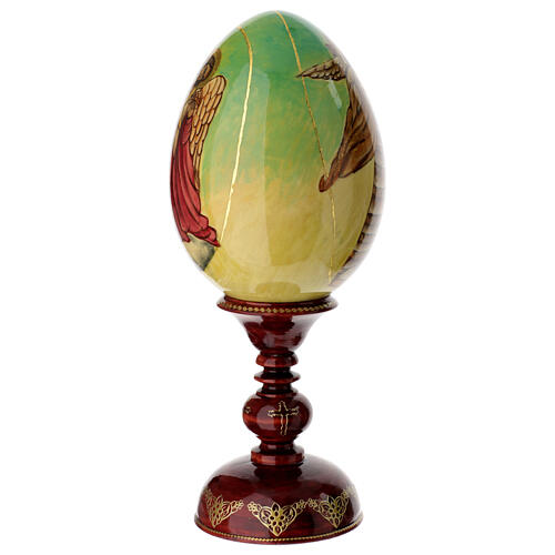 Russian hand-painted wooden egg, Keys delivery to St. Peter, total height 17 in 5
