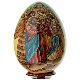 Russian egg hand painted wood handing over keys to St Peter h total 44