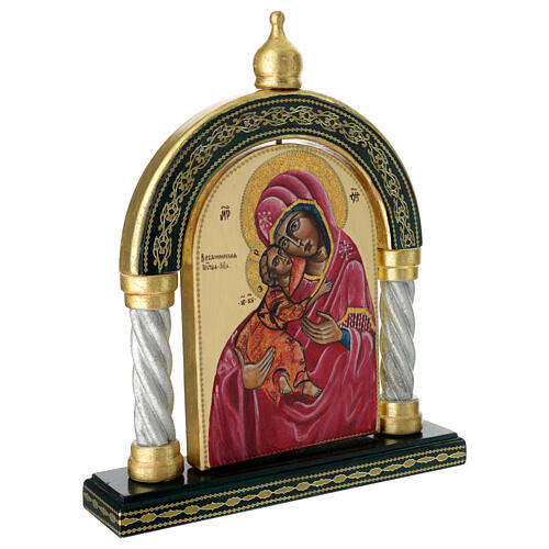 Icono ruso moderno arco Trinidad Virgen con Niño 30x25 cm 6