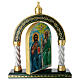 Icono ruso moderno arco Trinidad Virgen con Niño 30x25 cm s10