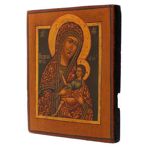 Ancient Russian sacred icon Mother God All Praised 19th century 31x26 cm restored 3