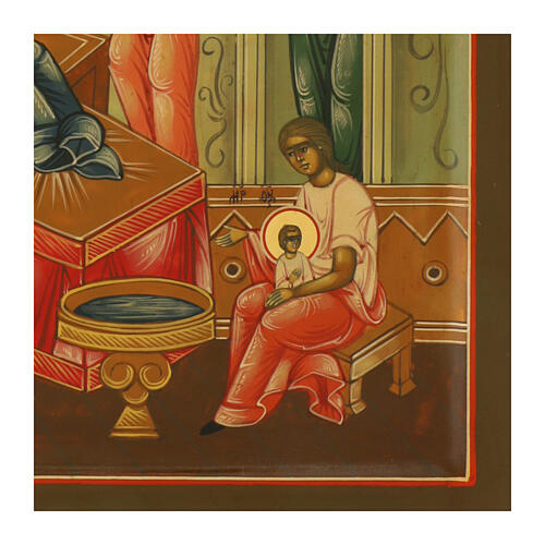 Icono pintado Rusia Nacimiento Santísima Virgen 31x27 cm 3