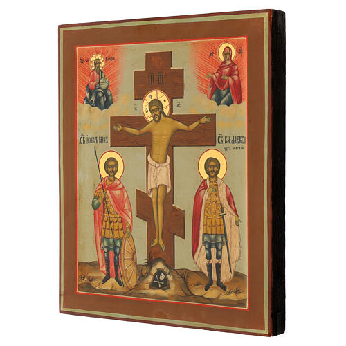 Russian painted icon of Christ's Crucifixion, 12x11 in 3
