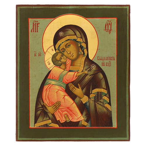 Hand-painted Virgin of Vladimir icon, 12x11 in 1