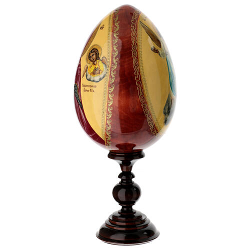 Ei-Ikone aus Holz, doppelseitig bemalt, „Gottesmutter von Wladimir“ – Gesamthöhe 39,5 cm 6