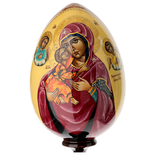 Oeuf russe peint main deux faces Vierge de Vladimir 40 cm 2