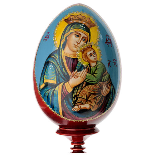 Oeuf russe Notre-Dame du Perpétuel Secours peint à la main 24 cm 2