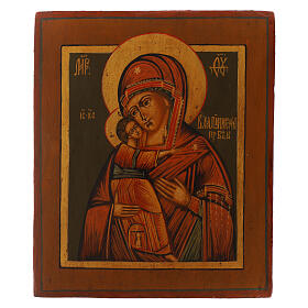 Icona Russia tavola antica Madonna Vladimir XIX sec 31x26 cm restaurata