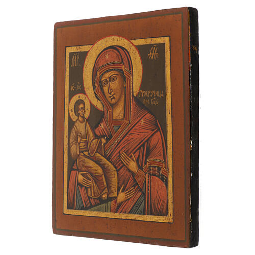 Antique Russian icon of the Mother of God of the Three Hands, 19th century, restored, 12x10 in 3