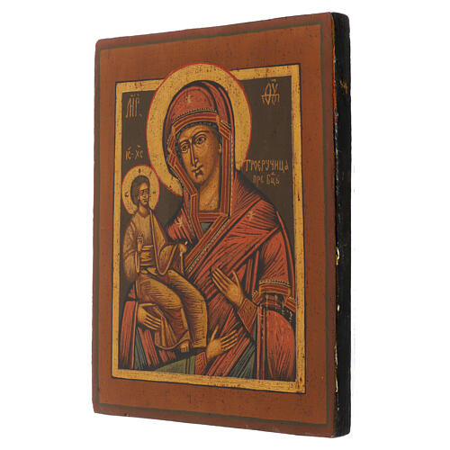 Icono antiguo Virgen tres manos siglo XIX Rusia 31x24,5 cm restaurado 3