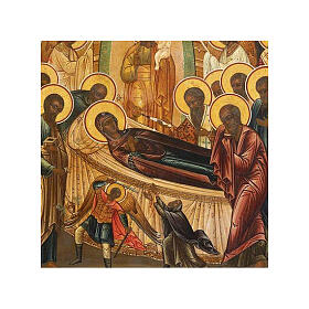 Icône Dormition de la Mère de Dieu ancienne Russie XVIII-XIX siècle 25x30 cm