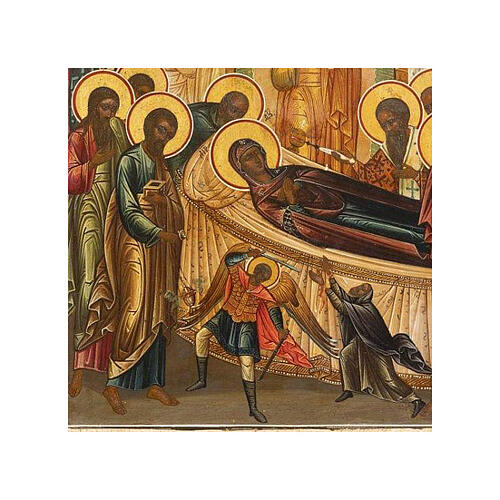 Icône Dormition de la Mère de Dieu ancienne Russie XVIII-XIX siècle 25x30 cm 4