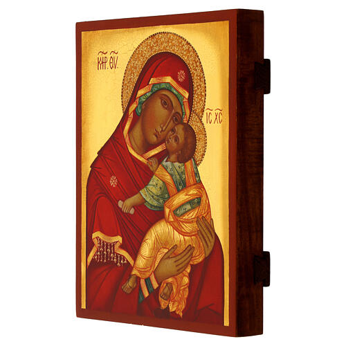 Icono Ruso Virgen Clemente 'Umilenie' pintado sobre madera 21x17 cm 3