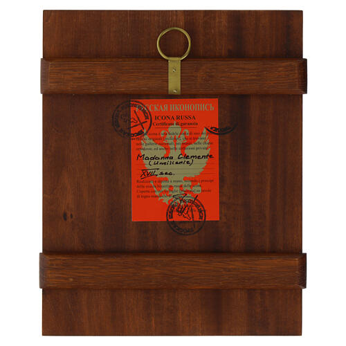 Icono Ruso Virgen Clemente 'Umilenie' pintado sobre madera 21x17 cm 4