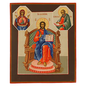 Cristo Pantocrator Palekh ícone pintado à mão russo 31x26 cm