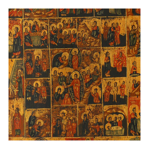 Ancient Russian hand-painted icon The Sixteen Great Feasts of the Passion cycle 36x30 cm 5